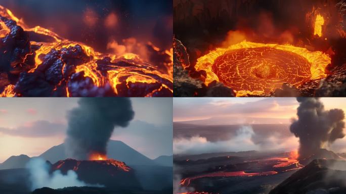 火山爆发火山猛烈喷发火山能量释放【4K】