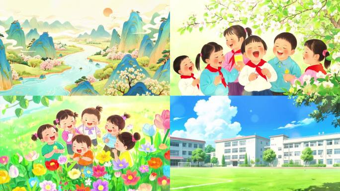 祖国的花朵MV动画唯美短片卡通背景4K