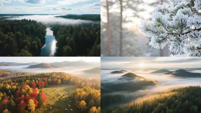 大兴安岭森林风光航拍