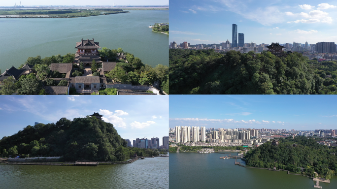 镇江北固山历史名胜长江古建筑航拍