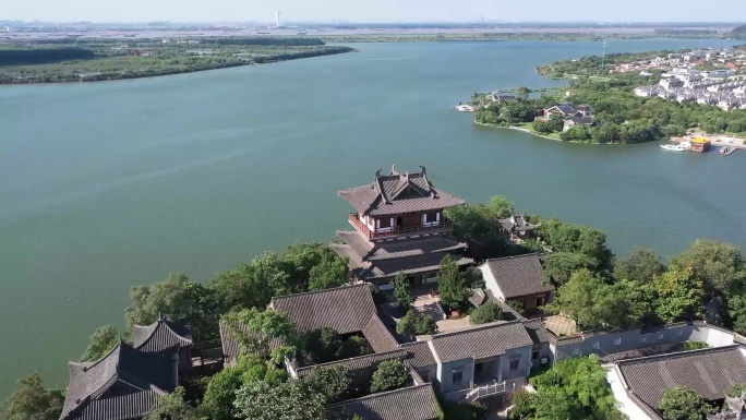 镇江北固山历史名胜长江古建筑航拍