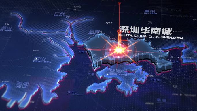 AE模版深圳粤港澳区位E3D