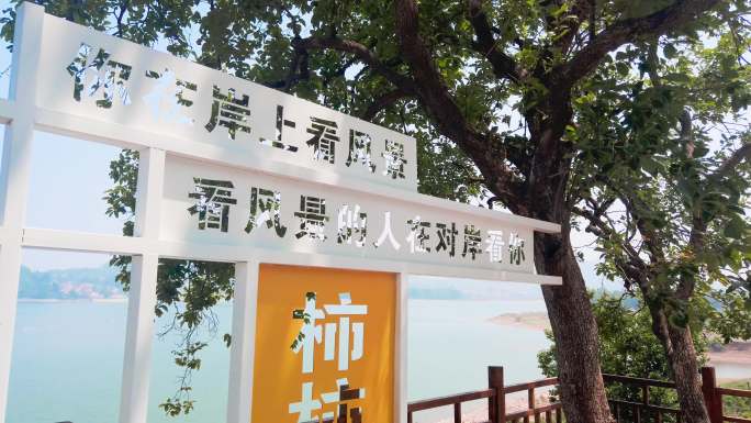 跋山水库湖畔观景休闲时光 人在岸上看风景
