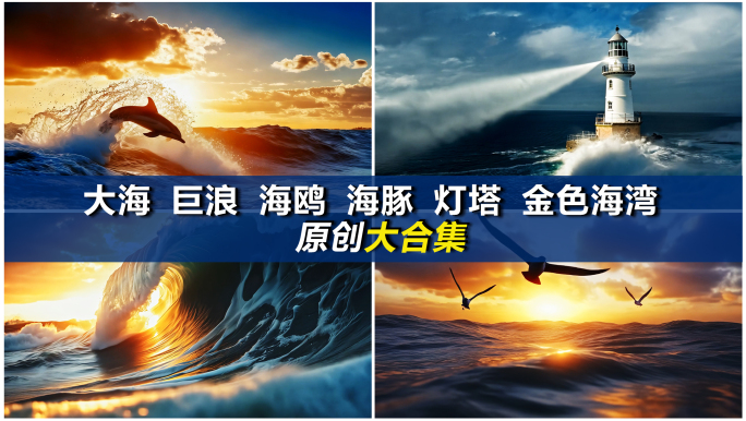 大海 海洋 灯塔 海浪 金色海岸线 海鸥