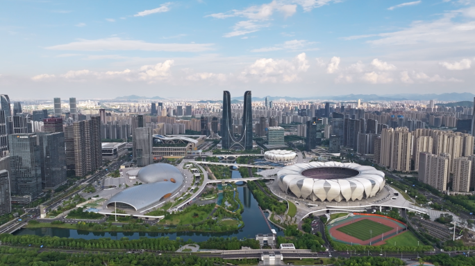 杭州城市天际线航拍