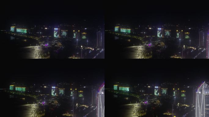 都市夜景建筑群灯光