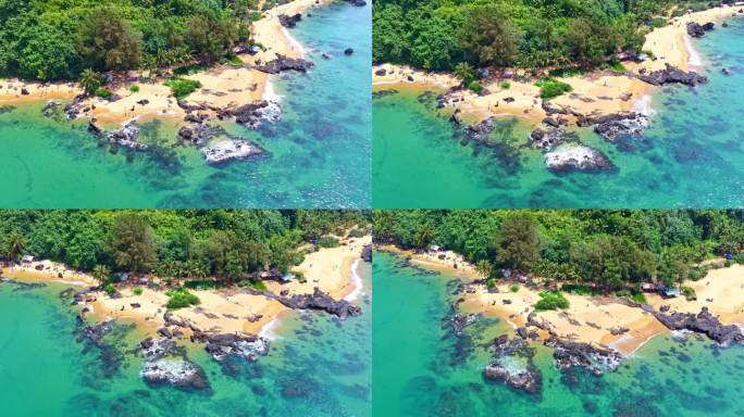 海南万宁山钦湾港北大桥航拍海岸线画面