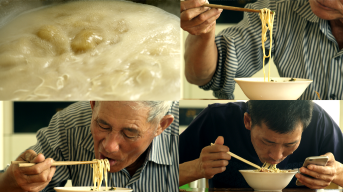 市井老街老面馆面店捞面吃面风味空镜