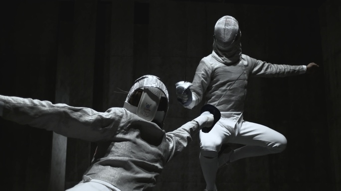 击剑运动决斗励志比赛高速摄影慢格