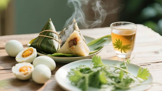 端午节粽子咸鸭蛋雄黄酒艾叶美食素材合集