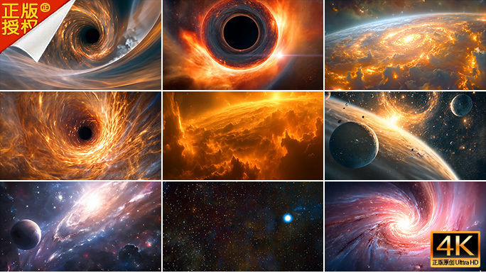 绚丽宇宙星空背景 星系行星黑洞太空星云