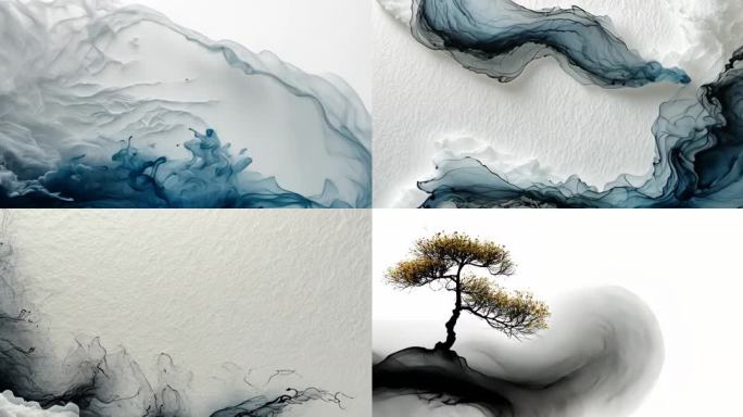 水墨意境抽象纹理禅境墨韵禅意水墨树