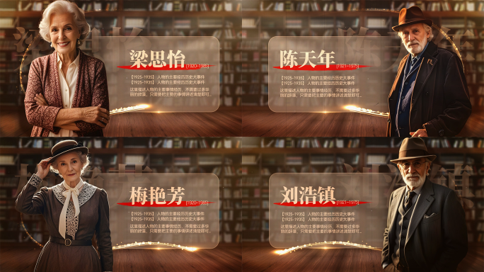 光影怀旧老照片历史人物介绍ae模板