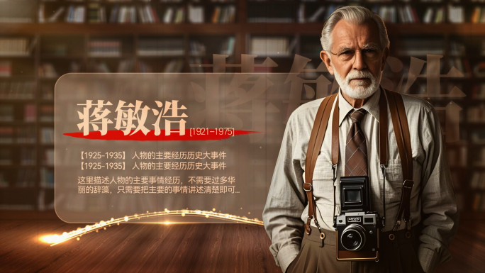 光影怀旧老照片历史人物介绍ae模板