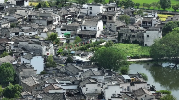 宏村局部小巷房屋结构水墨宏村徽派建筑古镇
