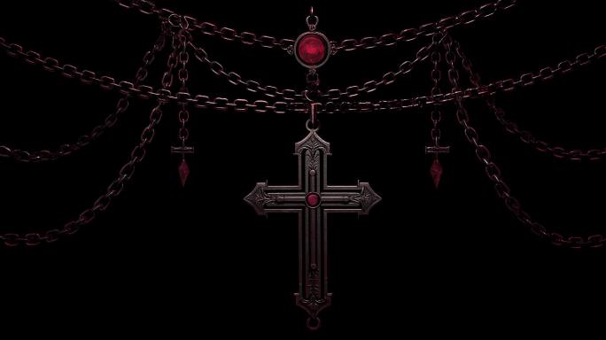 6k哥特风十字架锁链装饰 暗黑系元素背景