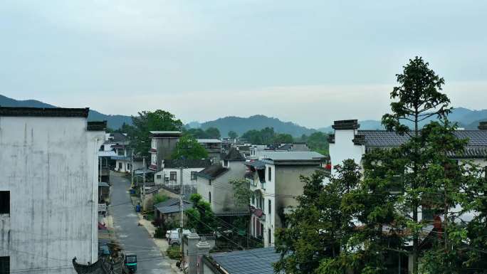 航拍徽派村落农村乡村风光