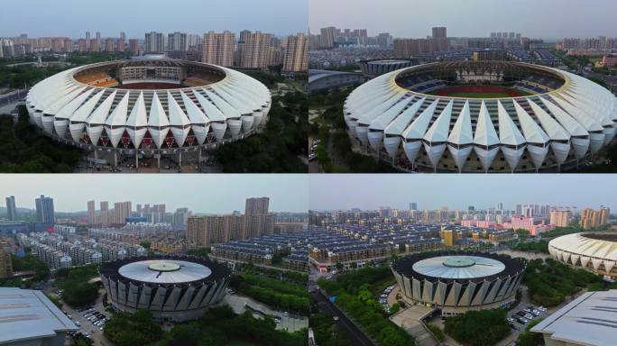 盱眙奥体中心航拍鸟瞰体育场游泳馆龙虾
