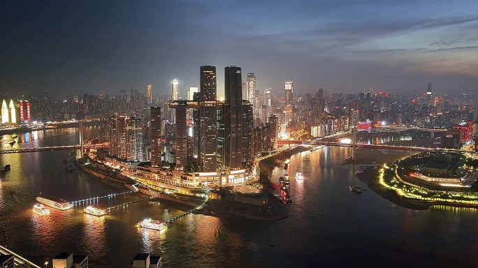2025航拍朝天门亮灯延时，洪崖洞夜景
