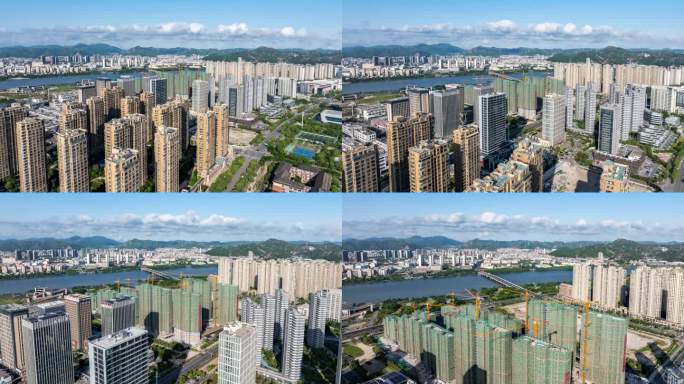 台州玉环新城经济开发区高楼CBD航拍延时