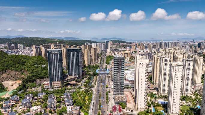 台州玉环吾悦广场温德姆华鸿航拍延时天桥