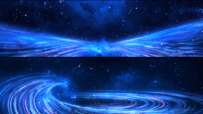 蓝色星空粒子光线穿梭素材