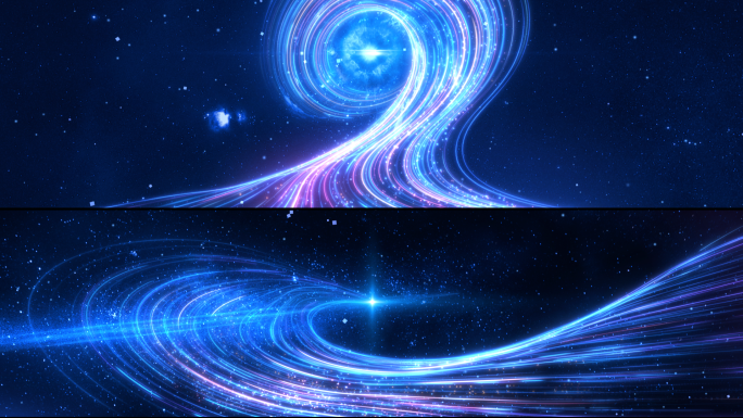 蓝色星空粒子光线穿梭素材