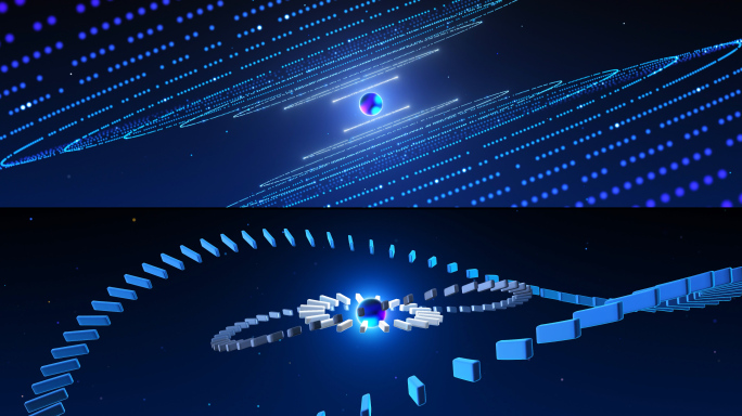 科技感蓝色螺旋粒子片头