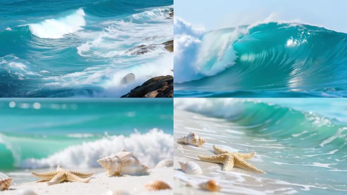 大海海浪潮汐波浪海洋巨浪蓝眼泪波涛汹涌