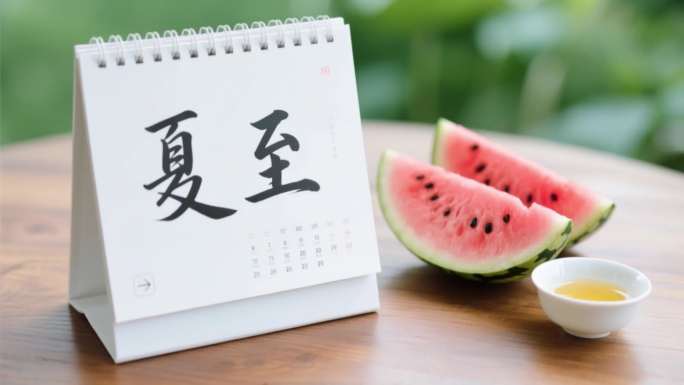 立夏夏至夏天夏日荷花西瓜蓝天白云阳光树叶
