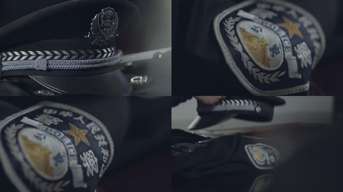 公安形象 警服 警帽 臂章 警察制服空镜