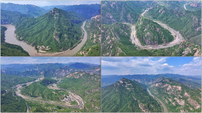 航拍北京白河大峡谷白河峡谷自然风景区
