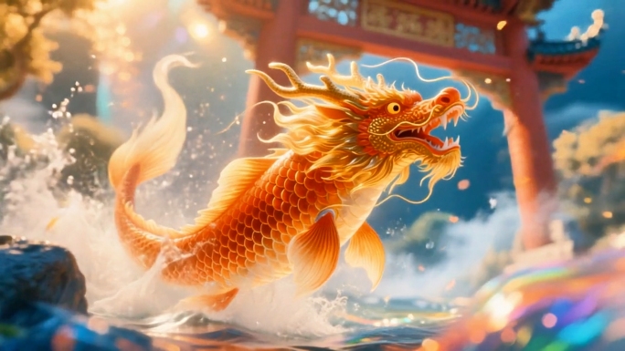 【精品】鲤鱼跃龙门金龙鱼腾跃鲤跃龙门