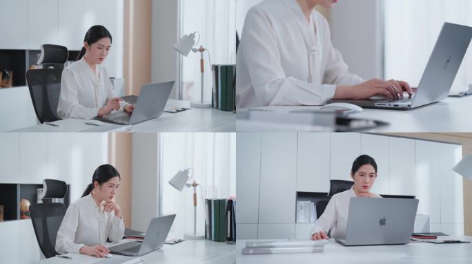 职场女性专注办公