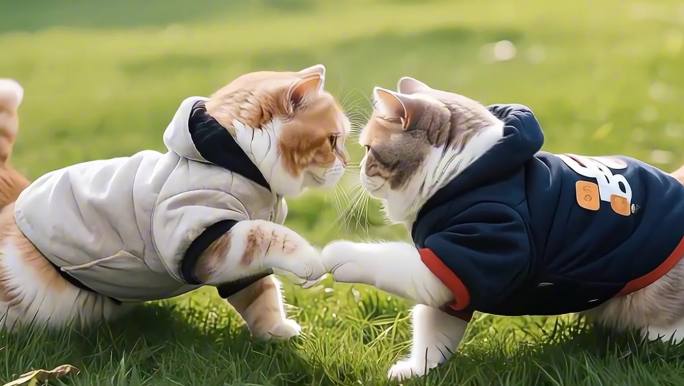 两只猫咪的亲密互动