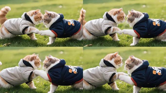 两只猫咪的亲密互动