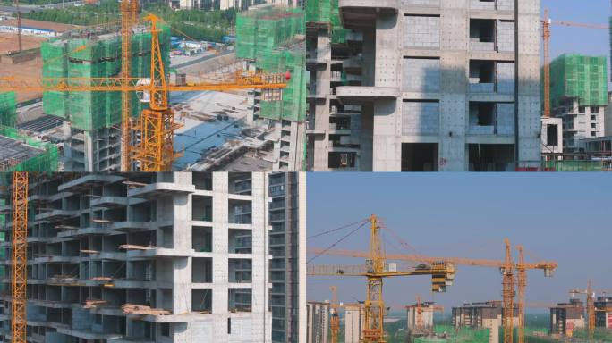 城市建筑工地建设忙碌景象