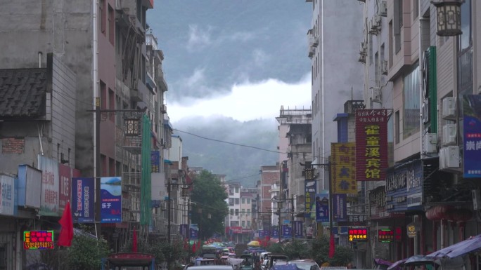 福建省宁德市霍童古镇有烟火气的热闹街景