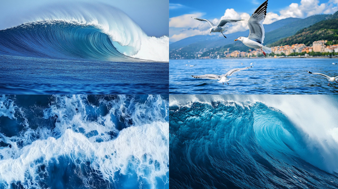 浪潮海浪大气唯美航拍