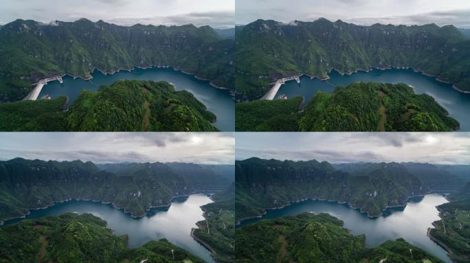 绿色山峦水库航拍