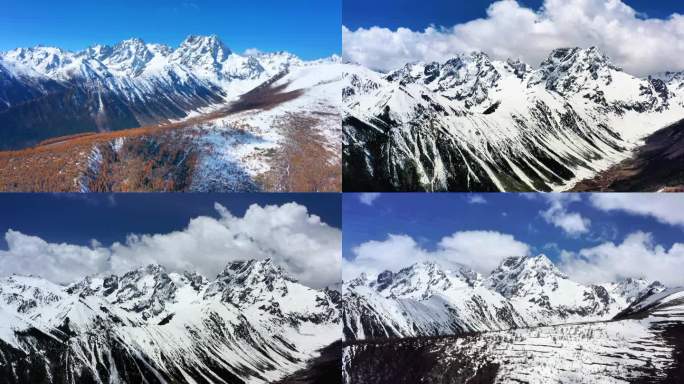 滇藏线国道214白马雪山春秋季雪后风光