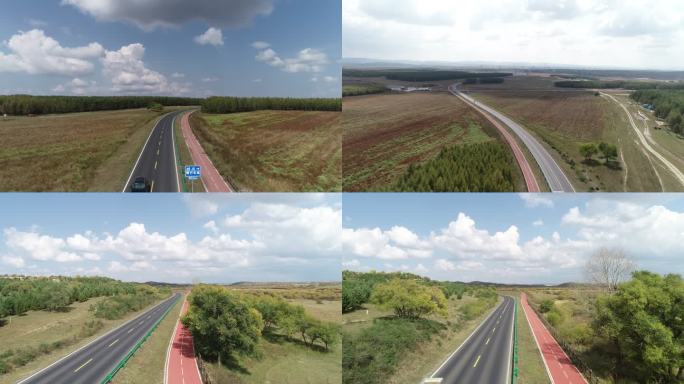 草原森林里的公路