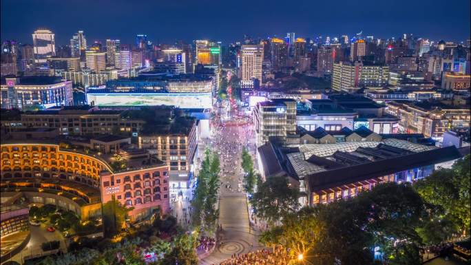 杭州湖滨银泰夜景蓝调