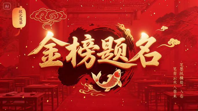 金榜题名红色喜庆氛围，高考祝福励志背景图