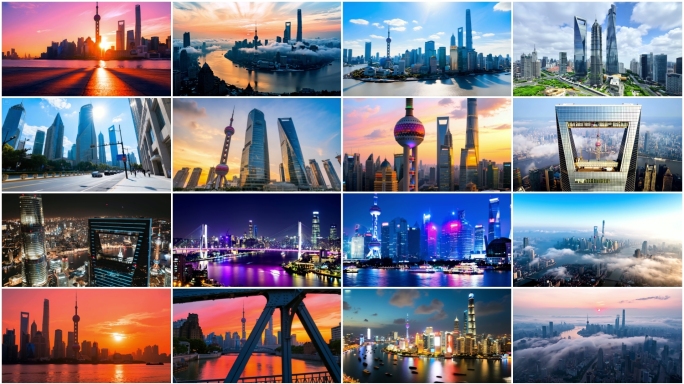 上海上海航拍上海延时东方明珠塔外滩陆家嘴