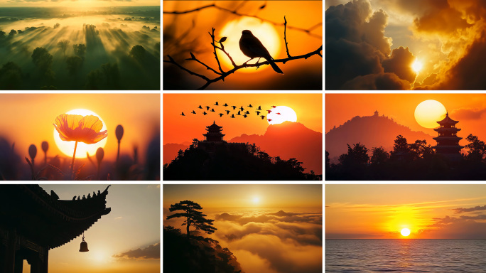 日出云海日落黄昏壮丽日出景观唯美夕阳剪影