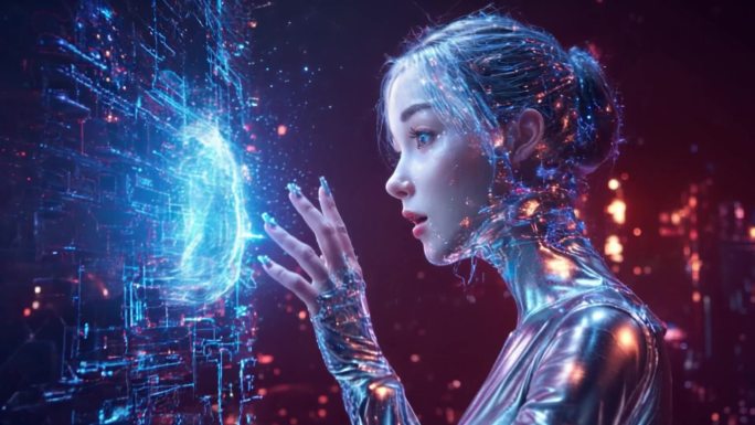 未来科技光线数字人女性