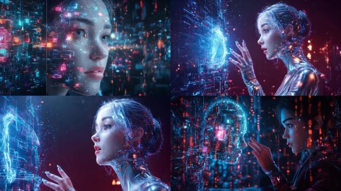 未来科技光线数字人女性