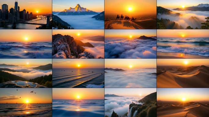 壮丽日出日落云海延时唯美航拍朝阳夕阳