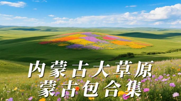 草原航拍草原内蒙古大草原蒙古包